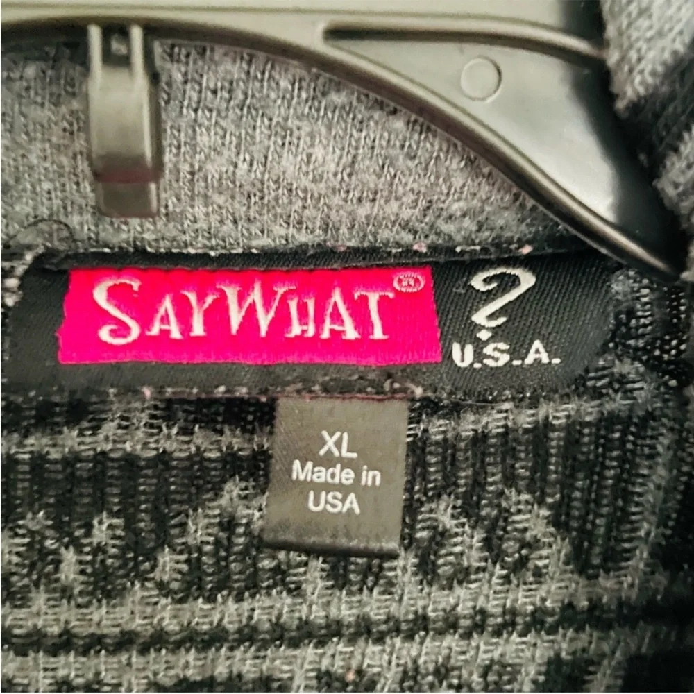Say What? Acrylic Black and Gray Aztec Open Cardigan Sweater Size XL